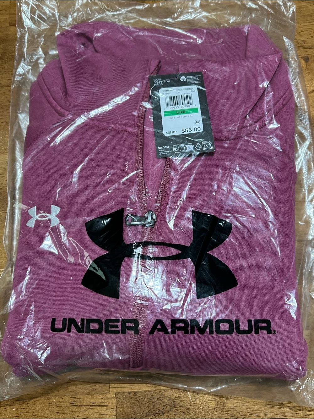 Under Armour Women's Pink Quarter Zip Fleece Hoodie